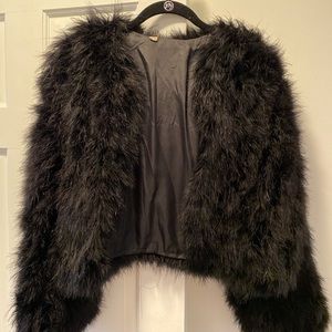Exotic Real Emu Feather Jacket Black m/l